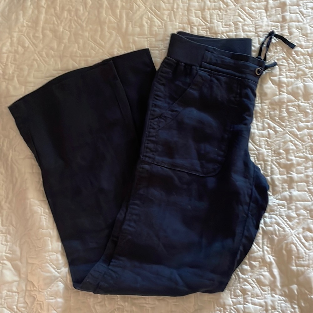 Athleta 100% linen navy pants